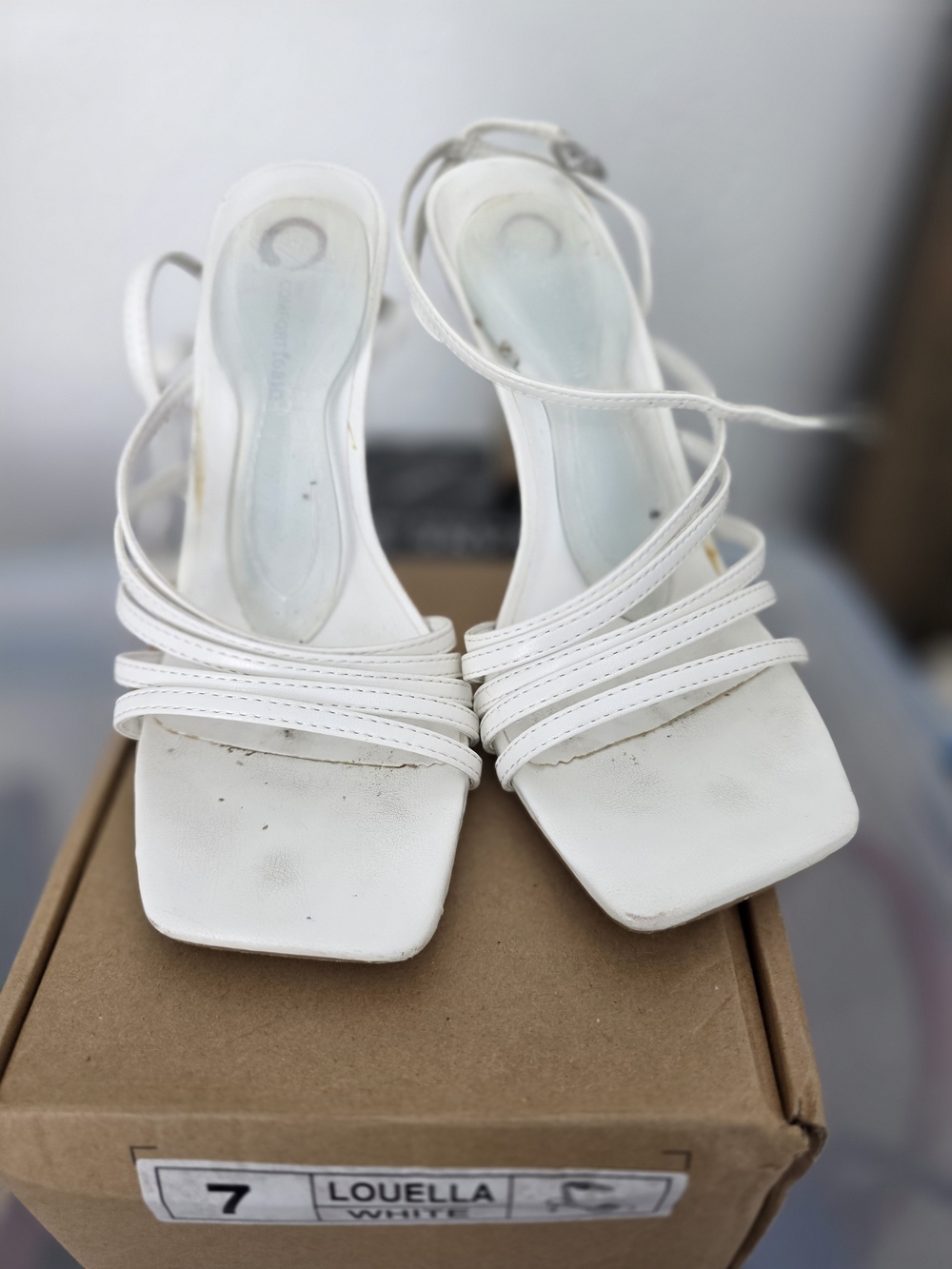 Journee Collection White Strappy Square-Toe Sandals